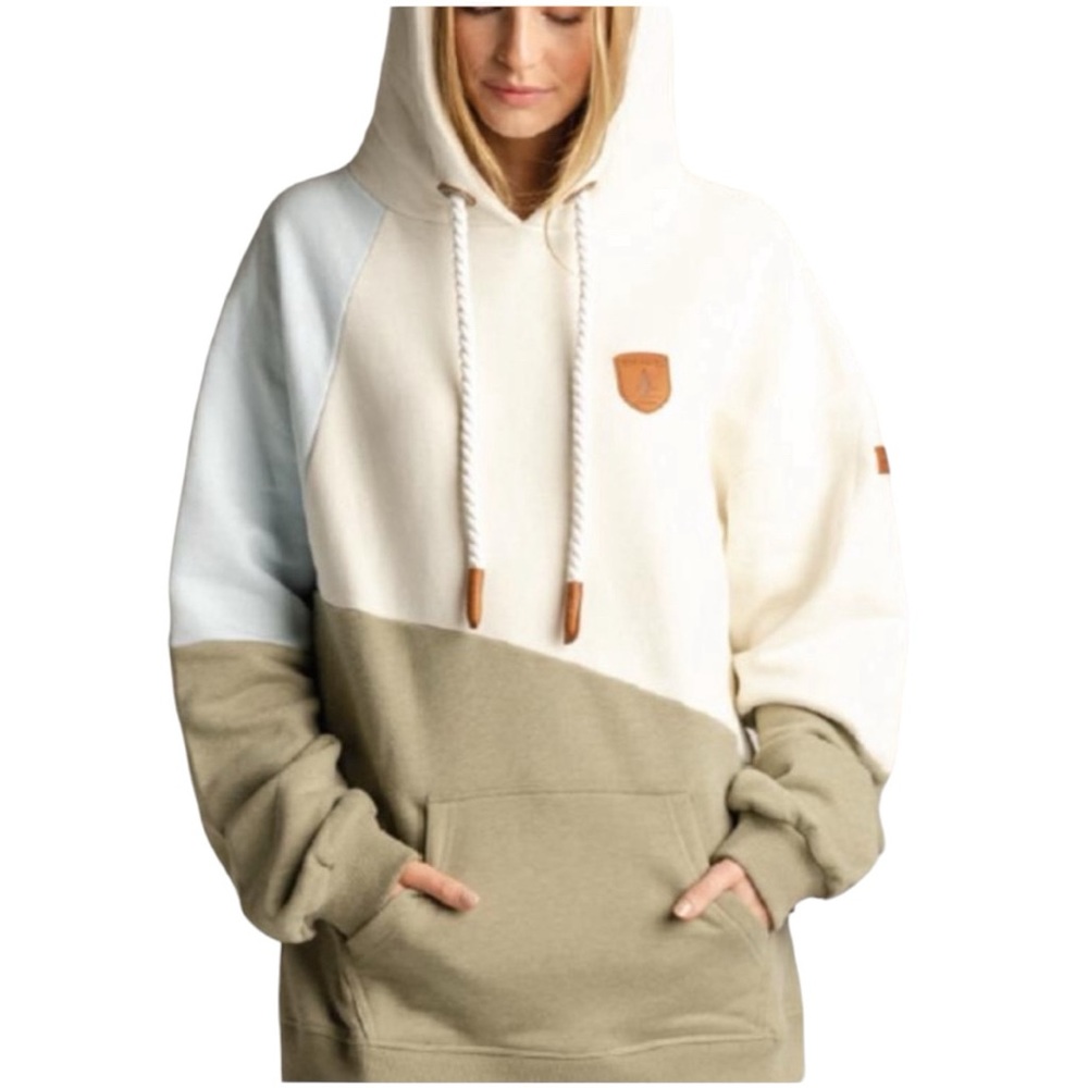 NWT Wanakome Corey Color Block Hoodie in Khaki